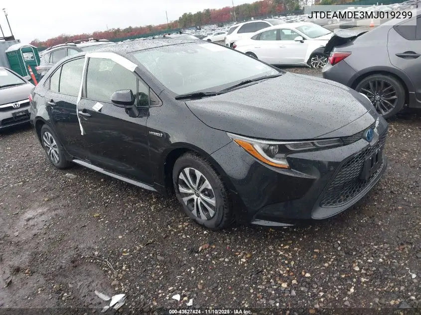 JTDEAMDE3MJ019299 2021 Toyota Corolla Hybrid Le