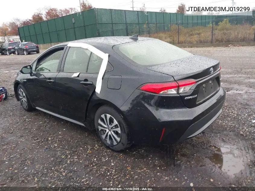 JTDEAMDE3MJ019299 2021 Toyota Corolla Hybrid Le
