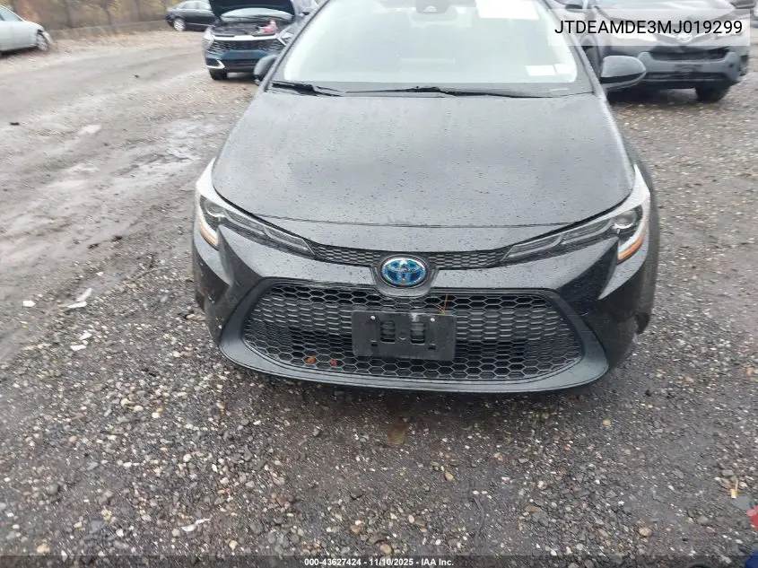 JTDEAMDE3MJ019299 2021 Toyota Corolla Hybrid Le