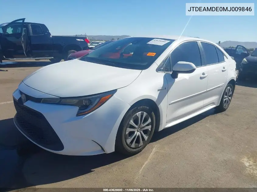 JTDEAMDE0MJ009846 2021 Toyota Corolla Hybrid Le