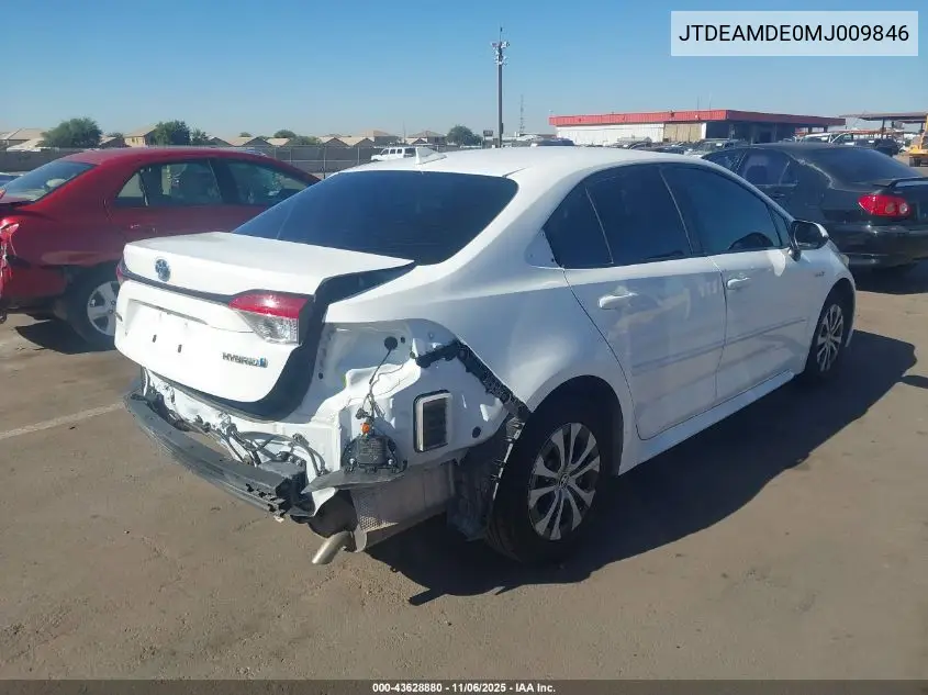 JTDEAMDE0MJ009846 2021 Toyota Corolla Hybrid Le