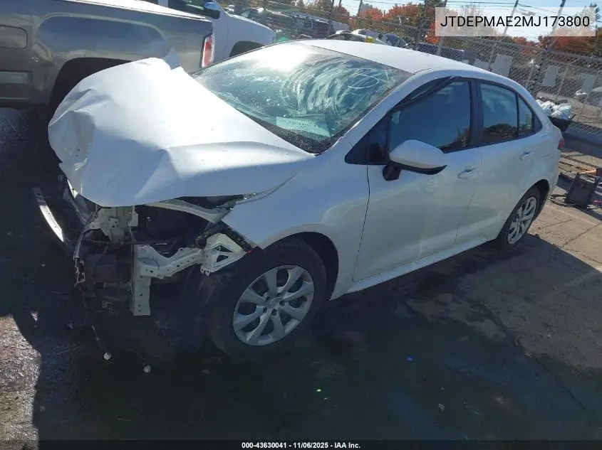 JTDEPMAE2MJ173800 2021 Toyota Corolla Le