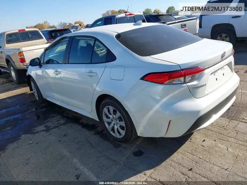 JTDEPMAE2MJ173800 2021 Toyota Corolla Le