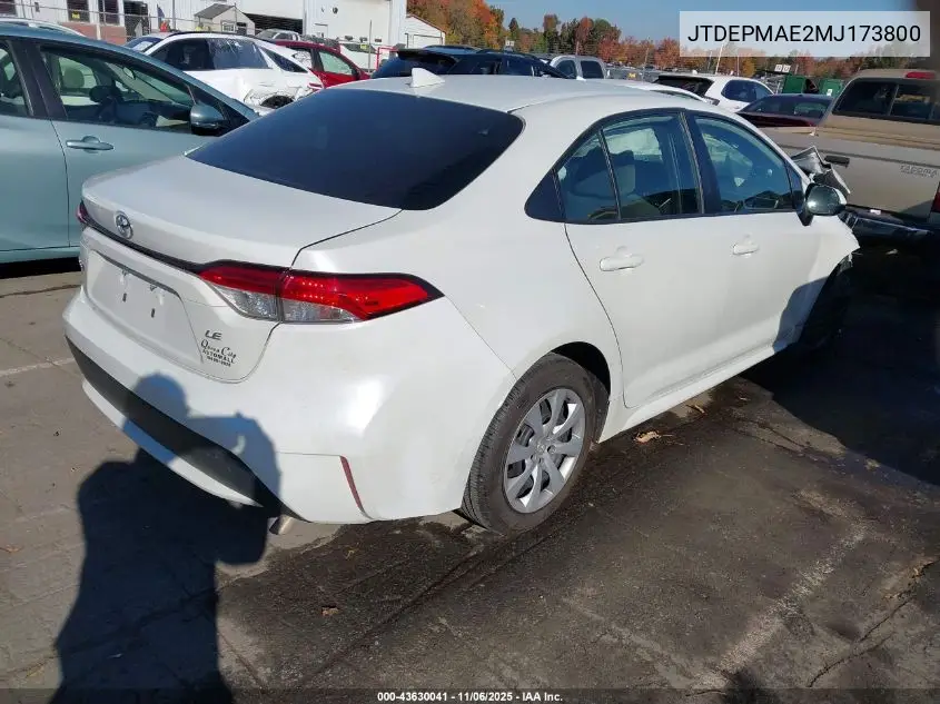 JTDEPMAE2MJ173800 2021 Toyota Corolla Le