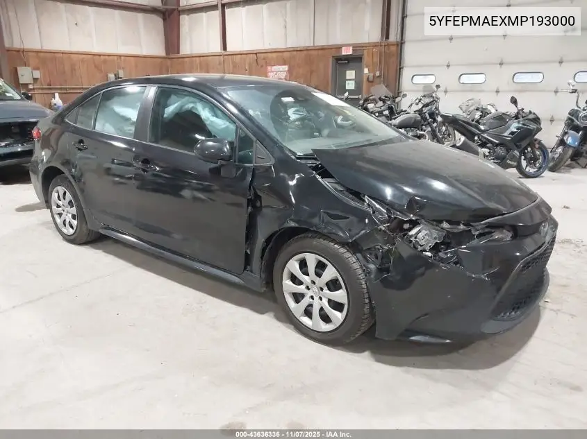 5YFEPMAEXMP193000 2021 Toyota Corolla Le