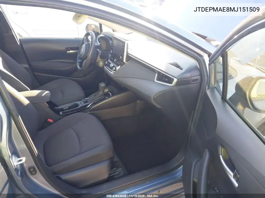 JTDEPMAE8MJ151509 2021 Toyota Corolla Le
