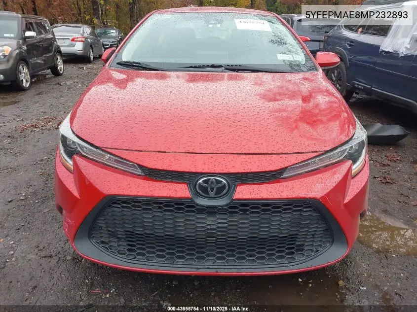 5YFEPMAE8MP232893 2021 Toyota Corolla Le