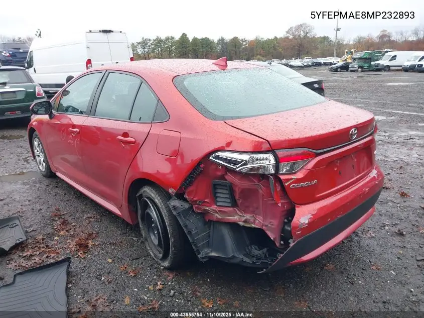 5YFEPMAE8MP232893 2021 Toyota Corolla Le