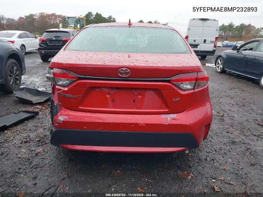 5YFEPMAE8MP232893 2021 Toyota Corolla Le