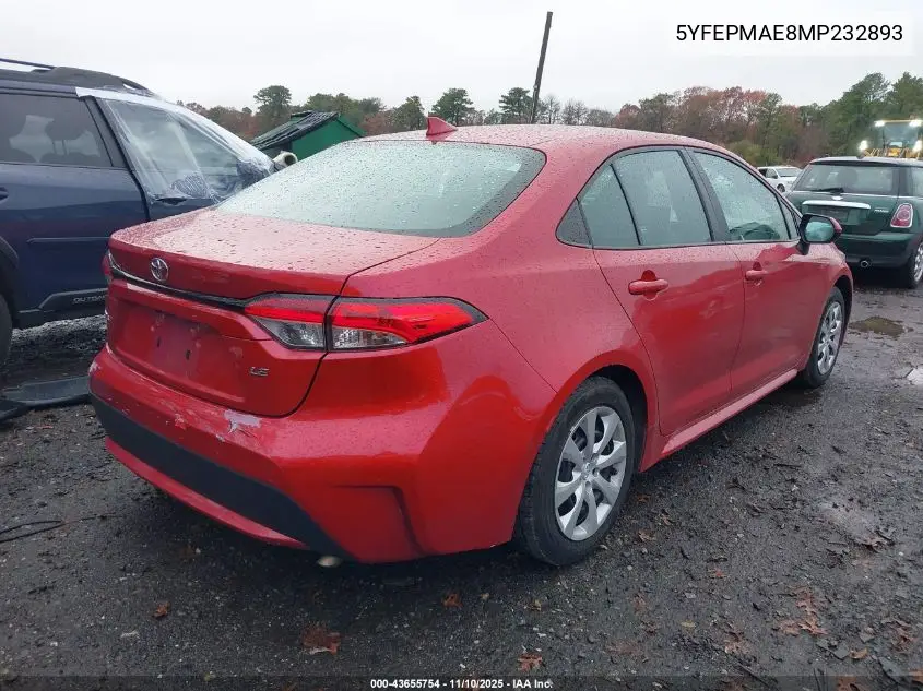 5YFEPMAE8MP232893 2021 Toyota Corolla Le