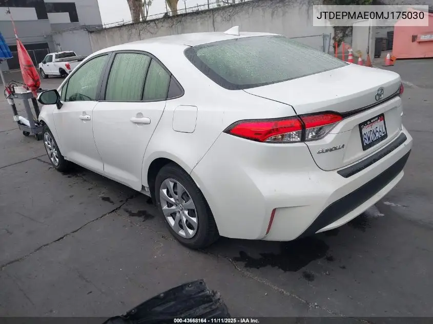 JTDEPMAE0MJ175030 2021 Toyota Corolla Le