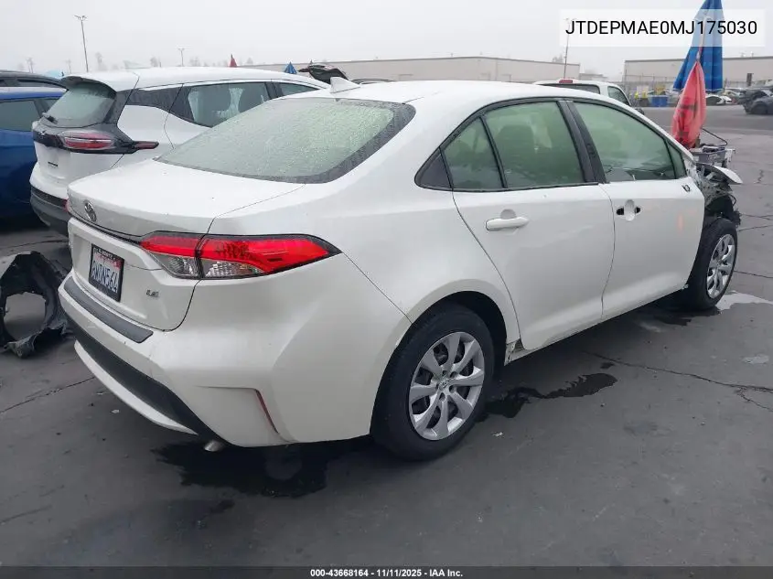 JTDEPMAE0MJ175030 2021 Toyota Corolla Le