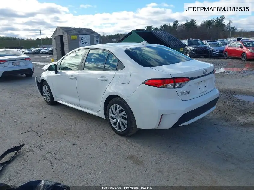 JTDEPMAE8MJ186535 2021 Toyota Corolla Le