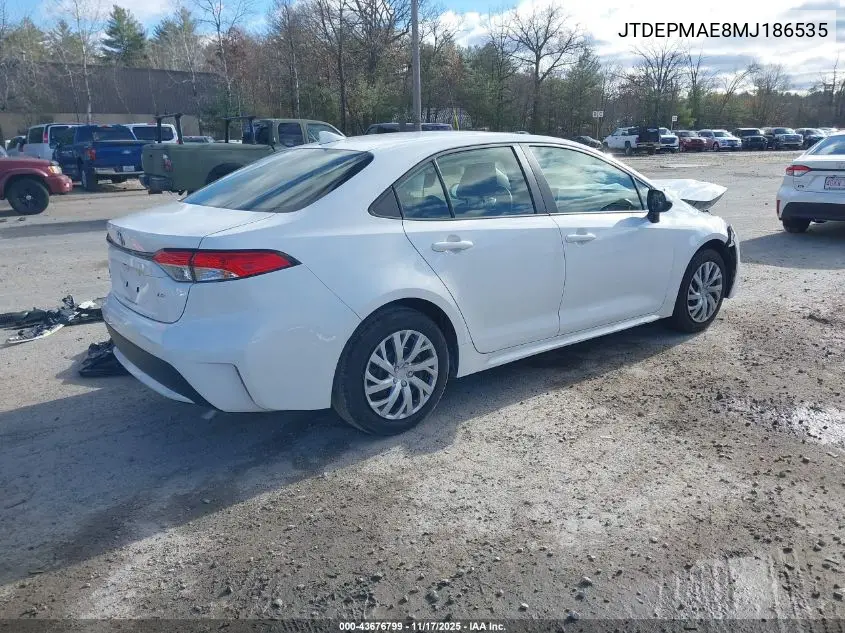 JTDEPMAE8MJ186535 2021 Toyota Corolla Le