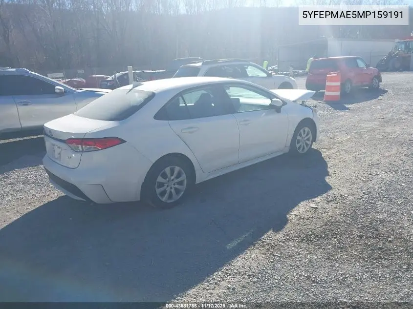 5YFEPMAE5MP159191 2021 Toyota Corolla Le
