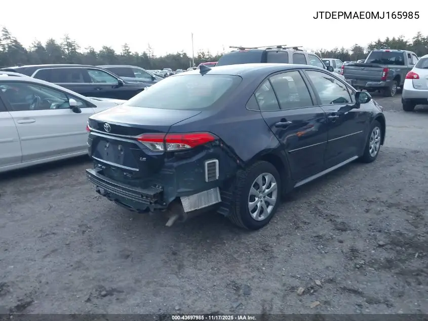 JTDEPMAE0MJ165985 2021 Toyota Corolla Le
