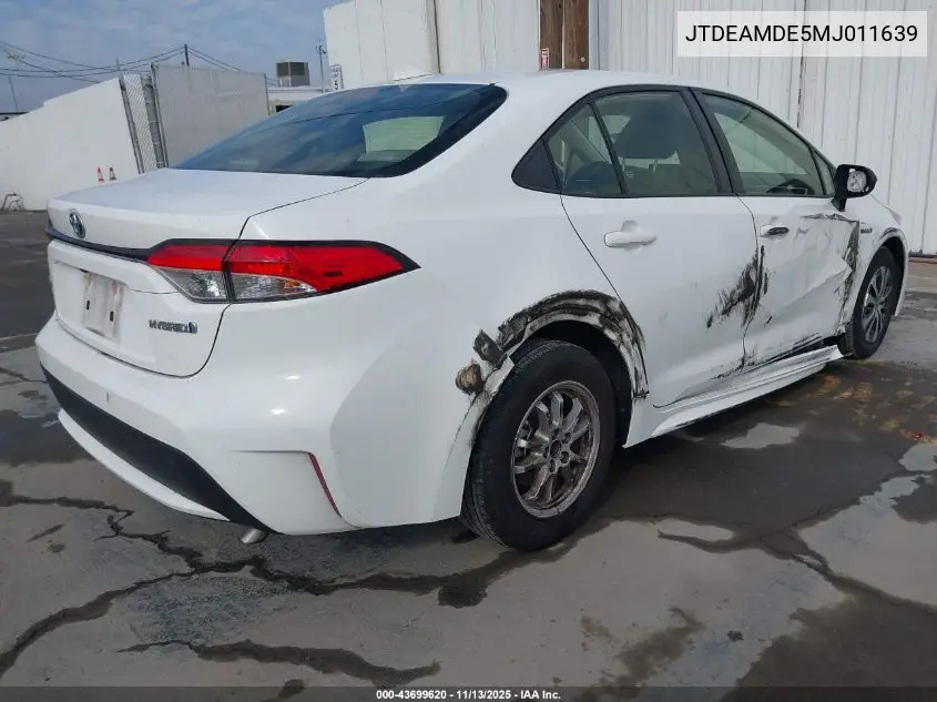JTDEAMDE5MJ011639 2021 Toyota Corolla Hybrid Le