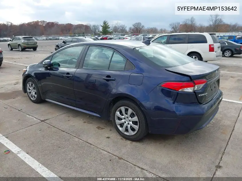 5YFEPMAE4MP153642 2021 Toyota Corolla Le