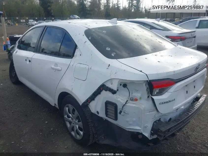 5YFEPMAE5MP259887 2021 Toyota Corolla Le