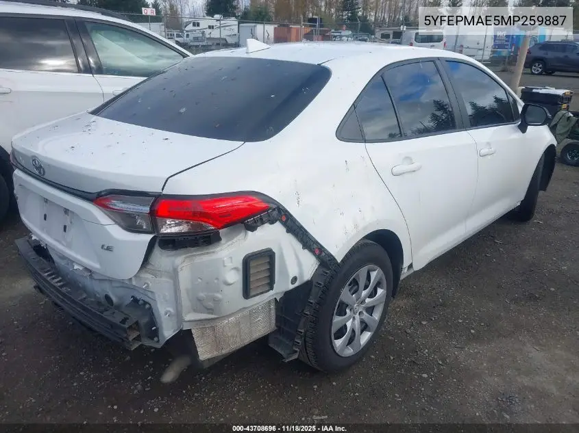 5YFEPMAE5MP259887 2021 Toyota Corolla Le