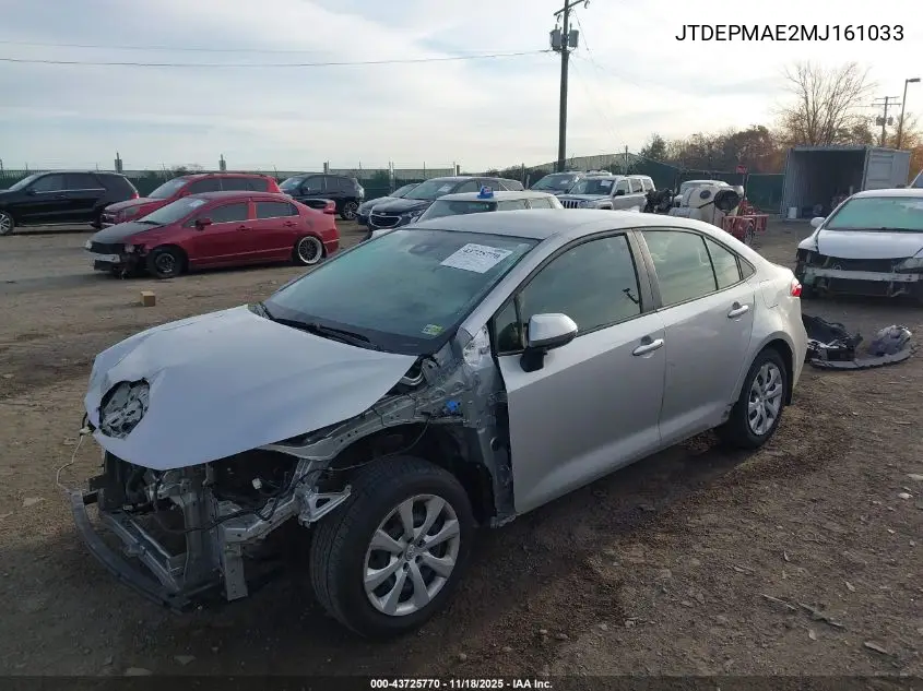 JTDEPMAE2MJ161033 2021 Toyota Corolla Le