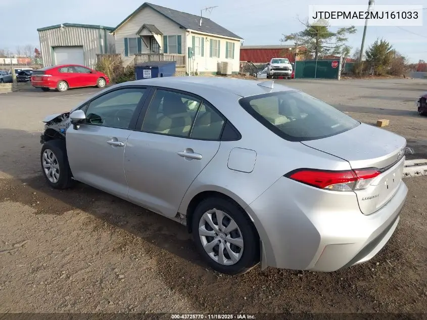 JTDEPMAE2MJ161033 2021 Toyota Corolla Le