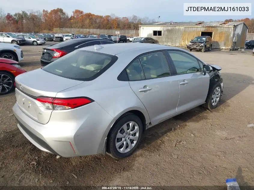 JTDEPMAE2MJ161033 2021 Toyota Corolla Le