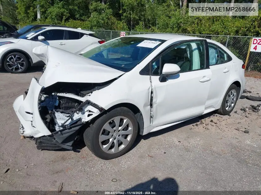 5YFEPMAE1MP268666 2021 Toyota Corolla Le