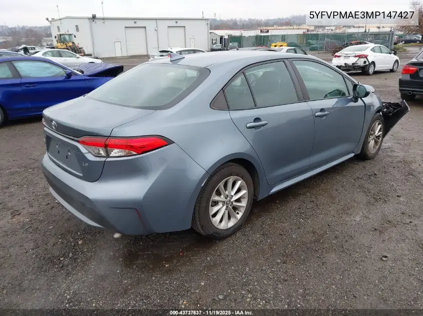 5YFVPMAE3MP147427 2021 Toyota Corolla Le