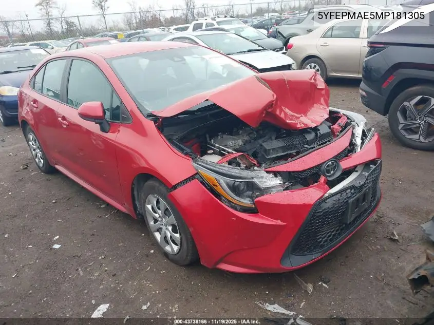5YFEPMAE5MP181305 2021 Toyota Corolla Le