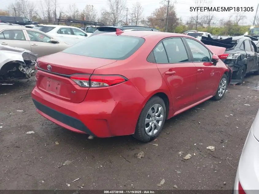 5YFEPMAE5MP181305 2021 Toyota Corolla Le