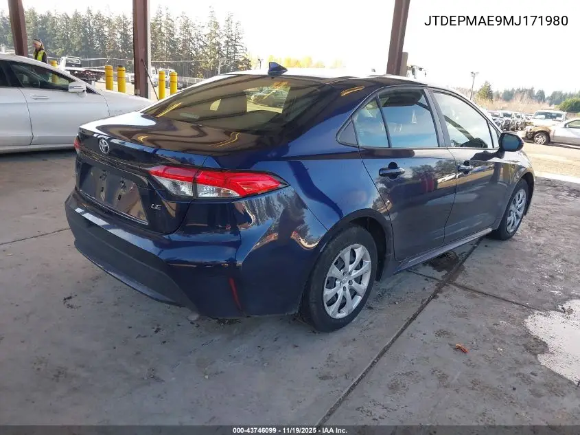 JTDEPMAE9MJ171980 2021 Toyota Corolla Le
