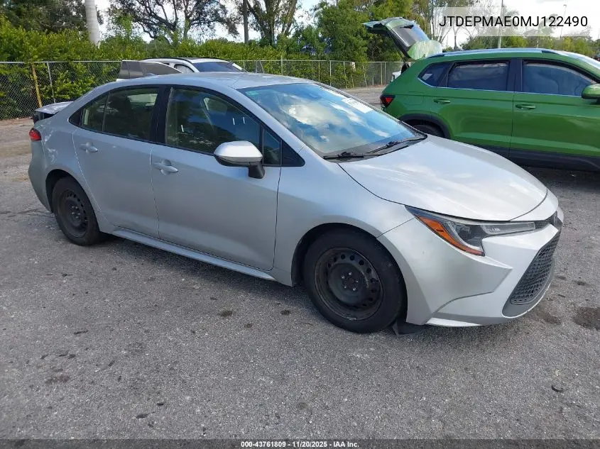 JTDEPMAE0MJ122490 2021 Toyota Corolla Le