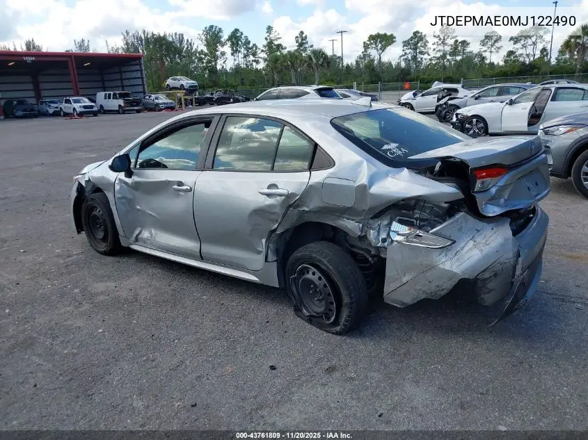 JTDEPMAE0MJ122490 2021 Toyota Corolla Le