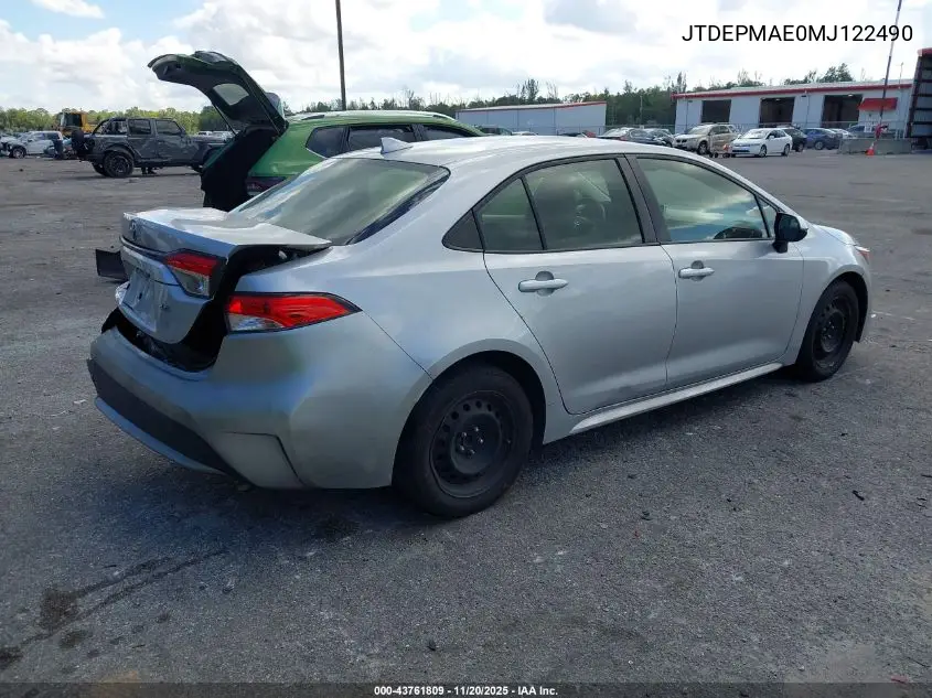 JTDEPMAE0MJ122490 2021 Toyota Corolla Le