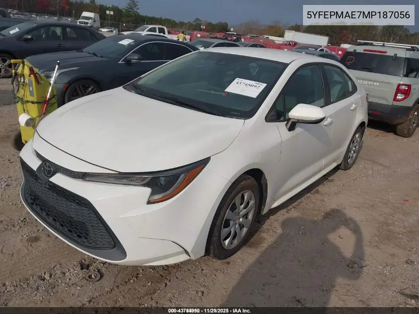 5YFEPMAE7MP187056 2021 Toyota Corolla Le