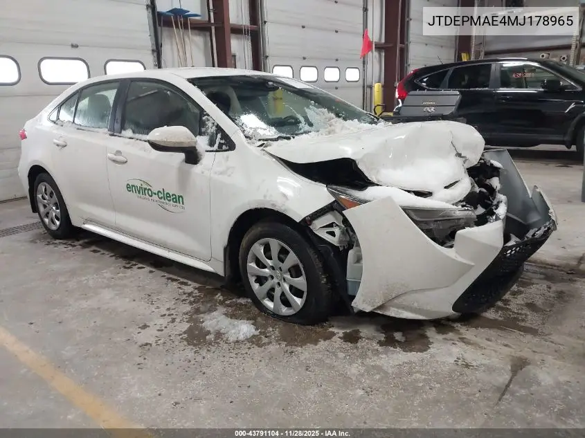 JTDEPMAE4MJ178965 2021 Toyota Corolla Le