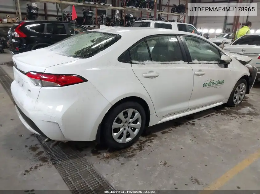 JTDEPMAE4MJ178965 2021 Toyota Corolla Le