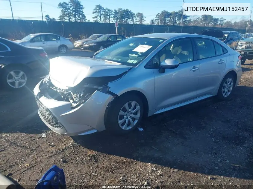 JTDEPMAE9MJ152457 2021 Toyota Corolla Le