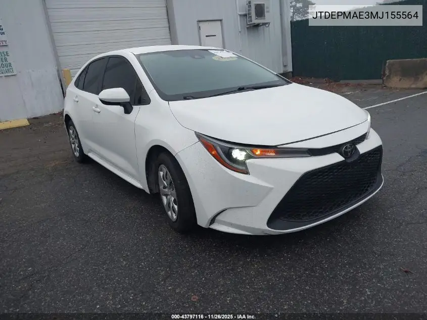 JTDEPMAE3MJ155564 2021 Toyota Corolla Le
