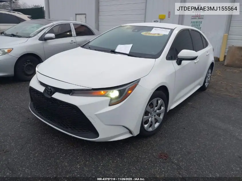 JTDEPMAE3MJ155564 2021 Toyota Corolla Le
