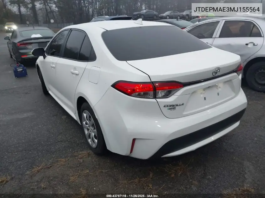 JTDEPMAE3MJ155564 2021 Toyota Corolla Le
