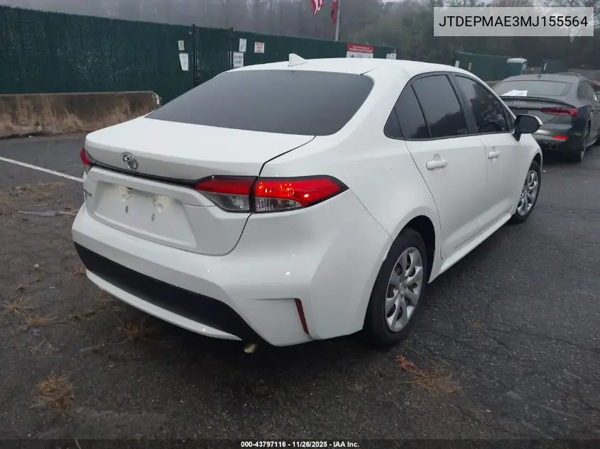 JTDEPMAE3MJ155564 2021 Toyota Corolla Le