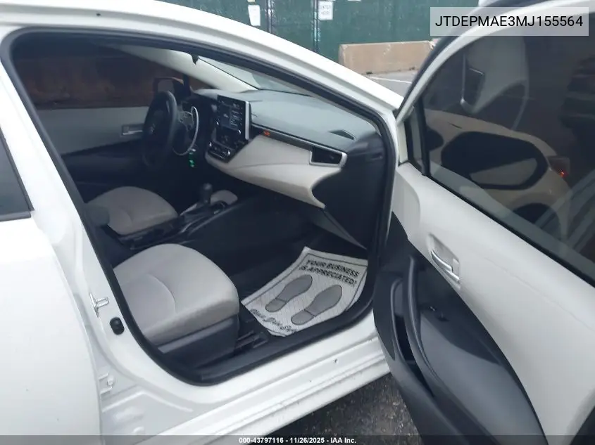 JTDEPMAE3MJ155564 2021 Toyota Corolla Le