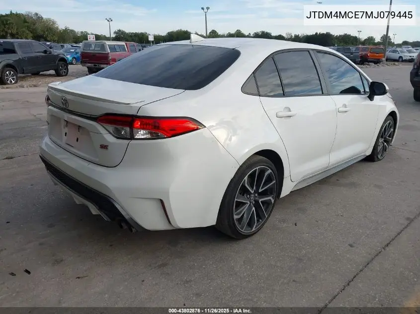 JTDM4MCE7MJ079445 2021 Toyota Corolla Se 6Mt