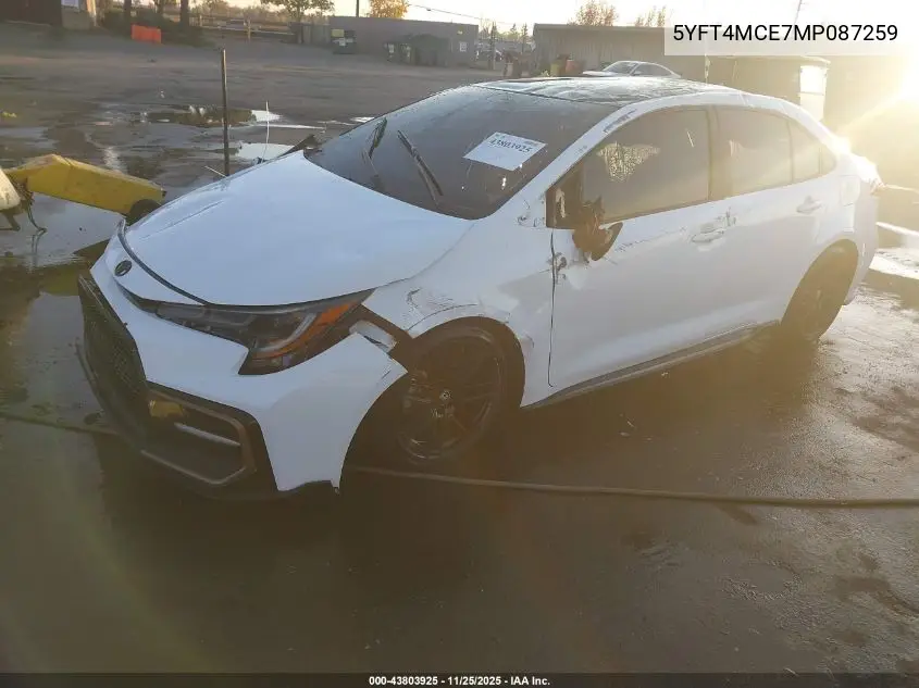 5YFT4MCE7MP087259 2021 Toyota Corolla Xse Apex Edition
