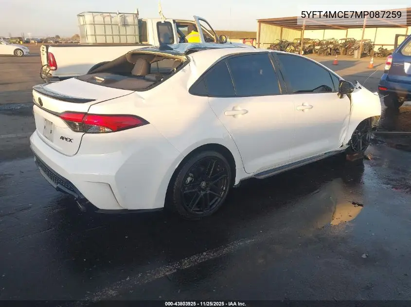 5YFT4MCE7MP087259 2021 Toyota Corolla Xse Apex Edition
