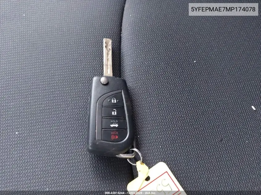 5YFEPMAE7MP174078 2021 Toyota Corolla Le