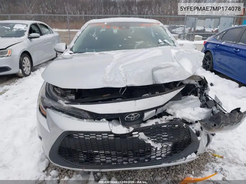 5YFEPMAE7MP174078 2021 Toyota Corolla Le