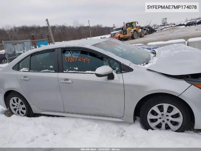 5YFEPMAE7MP174078 2021 Toyota Corolla Le